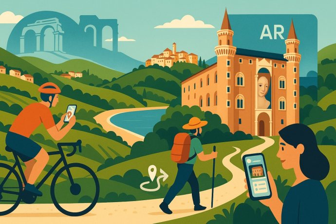  Turismo digitale nelle Marche: ciclista, escursionista e AR sul Palazzo Ducale tra colline e borghi